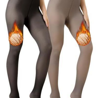 Womens Fleece Lined Tights Winter Small-Medium Black+coffee 220g-Thick Fleece